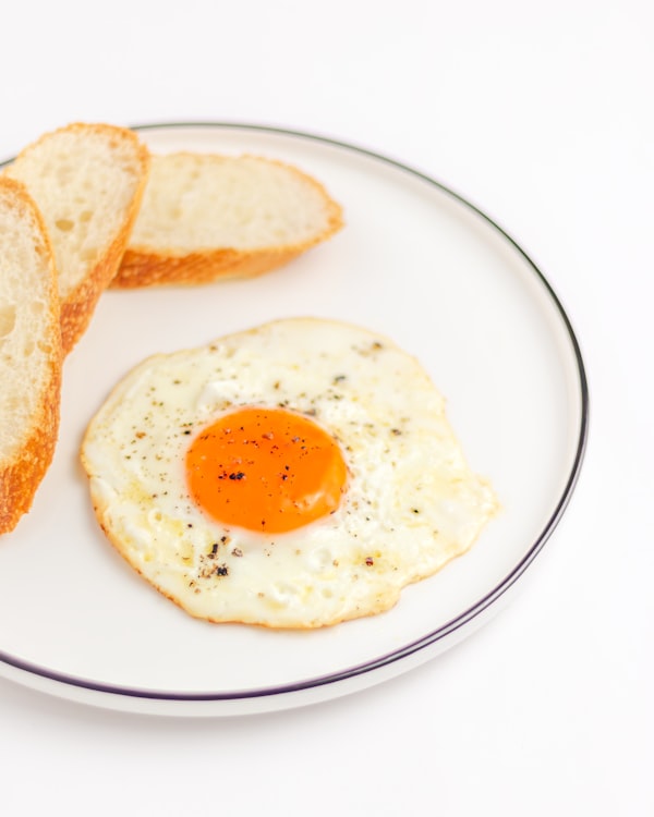 Fried egg and toast on a plate